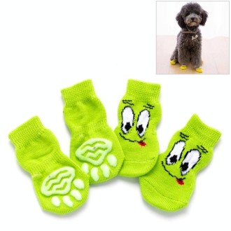 2 Pairs Cute Puppy Dogs Pet Knitted Anti-slip Socks, Size:L (Green Eyes)