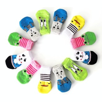 2 Pairs Cute Puppy Dogs Pet Knitted Anti-slip Socks, Size:L (Green Eyes)