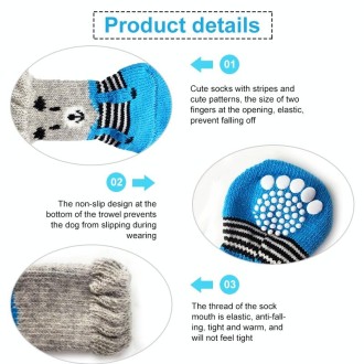 2 Pairs Cute Puppy Dogs Pet Knitted Anti-slip Socks, Size:L (Green Eyes)