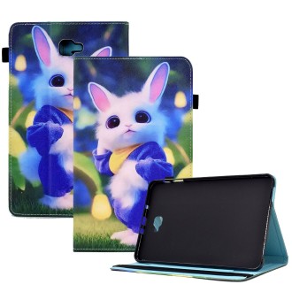 For Samsung Galaxy Tab A 10.1 2016 T580 Colored Drawing Stitching Elastic Band Leather Smart Tablet Case(Cute Rabbit)