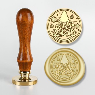 Christmas Series Fire Lacquer Seal Wood Grain Handle+Brass Seal Head(SD-09)