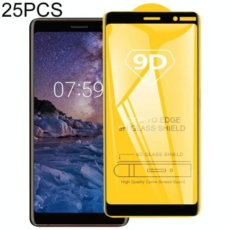 25 PCS 9D Full Glue Full Screen Tempered Glass Film For Nokia 8.1 / X7