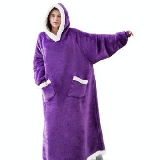 Lazy Blanket Lambswool TV Blanket Wearable Blanket, Size: Length 150CM(Purple)