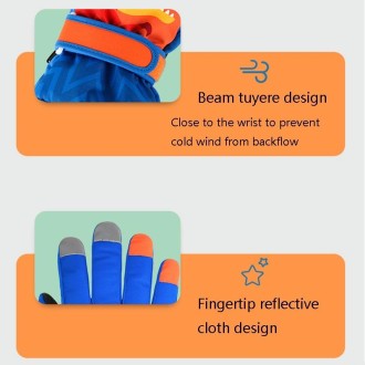 2020KL Cartoon Dinosaur Pattern Children Anti-Slip And Waterproof Ski Gloves Windproof and Warm Gloves for Cycling Sports, Colou