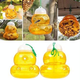 SK811 2pcs Gourd-shaped Orchard Fruit Fly Trap Wasp Hornet Catcher(Yellow)