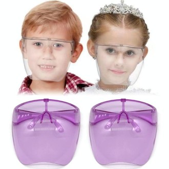 2 PCS Kids Anti-Saliva Splash Anti-Spitting Anti-Fog Face Shield Sunscreen Sunglasses (Purple)