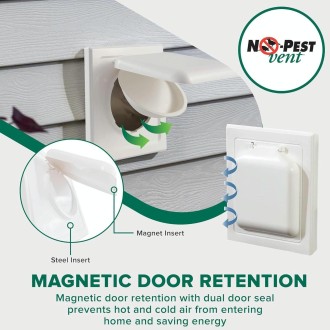 Dual Door Dryer Vent Cover No-Pest Wide Mount Exhaust Cover