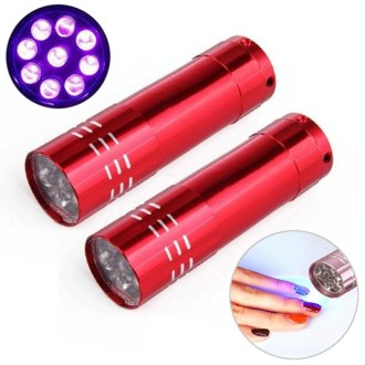 2 PCS Nail Dryer Mini LED Flashlight UV Lamp Portable For Nail Gel Fast Dryer(Red)