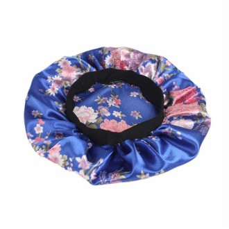 2 PCS Women Satin Night Sleep Cap Hair Bonnet Hat Silk Head Cover Wide Elastic Band(Beige Small Flower)