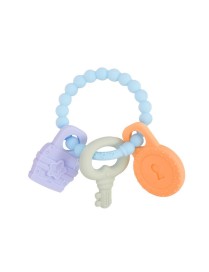 Infant Baby Teether Comfort Anti-eating Hand Bracelet Key Shape Molar Silicone Toy(Light Blue)