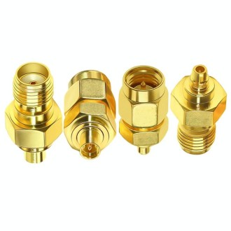 4pcs /Set SMA To MMCX Coaxial Adapter Kit Brass Coaxial Connector RF Antenna Adapter