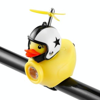 Yellow Duck Bike Bell Handlebar Headlight Car Ornaments Cycling Accessories Helmets Decor(Star Helmet White)