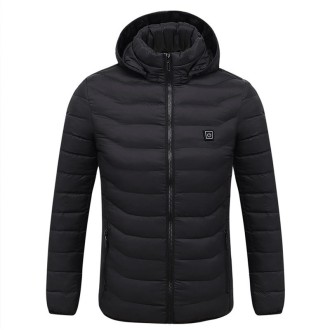 Winter Smart Electric Heating Hooded Jacket, Size:L(Black)