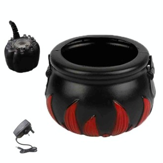 Halloween Witch Barrel Pumpkin Smoker Scene Arrangement(UK Plug-Red Fire Barrel)