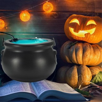 Halloween Witch Barrel Pumpkin Smoker Scene Arrangement(UK Plug-Red Fire Barrel)