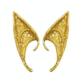 1pair Latex Elf Ears With Glitter Halloween Party Pixie Ears Cosplay Props 12cm Golden 