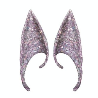 1pair Latex Elf Ears With Glitter Halloween Party Pixie Ears Cosplay Props 12cm Purple 