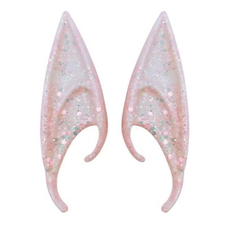 1pair Latex Elf Ears With Glitter Halloween Party Pixie Ears Cosplay Props 12cm Pink 