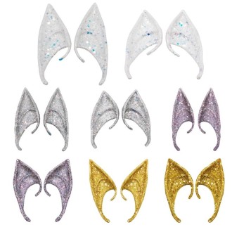 1pair Latex Elf Ears With Glitter Halloween Party Pixie Ears Cosplay Props 12cm Pink 