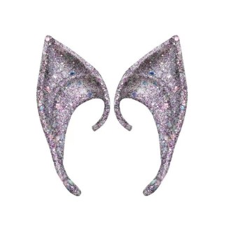 1pair Latex Elf Ears With Glitter Halloween Party Pixie Ears Cosplay Props 10cm Purple 