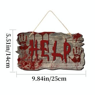 Halloween Door Sign Haunted House Horror Atmosphere Decoration, Style: Help Imitation Wood Grain