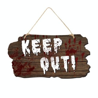 Halloween Door Sign Haunted House Horror Atmosphere Decoration, Style: Keep Out Imitation Wood Grain