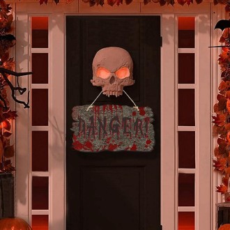 Halloween Door Sign Haunted House Horror Atmosphere Decoration, Style: Keep Out Imitation Wood Grain