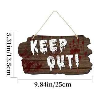 Halloween Door Sign Haunted House Horror Atmosphere Decoration, Style: Keep Out Imitation Wood Grain