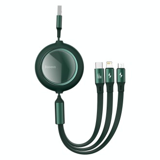 Baseus CAMLC-MJ05 66W USB to 8 Pin + Micro USB + USB-C / Type-C Bright Mirror One-for-three Retractable Data Cable, Cable Length