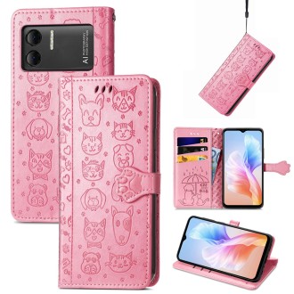 For DOOGEE X98 Pro / X98 Cat and Dog Embossed Leather Phone Case(Pink)