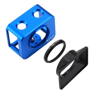 PULUZ for Sony RX0 Aluminum Alloy Protective Cage + 37mm UV Filter Lens + Lens Sunshade with Screws and Screwdrivers(Blue)