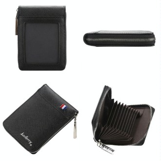 Baellerry Large-capacity Multi-card Slot Organ Card Bag Mini Zip Coin Purse(Black)