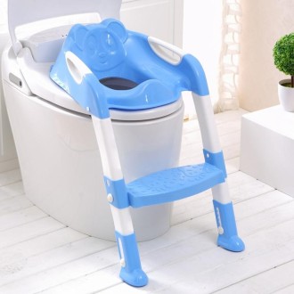 Baby Potty Toilet Chair Training Seat With Adjustable Ladder Infant Anti Slip Folding Toilet Trainer Safety Seats(Blue)