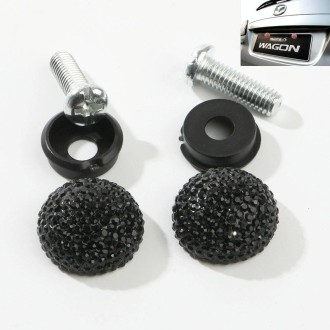 Car License Plate Modification Screw Cap Diamond-encrusted Solid Seal Anti-theft Screws(Black)