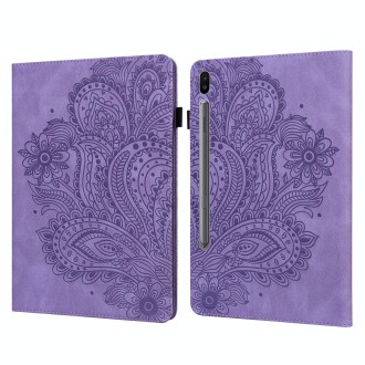 For Samsung Galaxy Tab S6 T860 Peacock Embossed Pattern Leather Tablet Case(Purple)