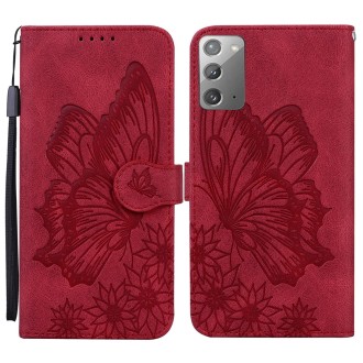 For Samsung Galaxy Note20 Retro Skin Feel Butterflies Embossing Horizontal Flip Leather Case with Holder & Card Slots & Wallet(R