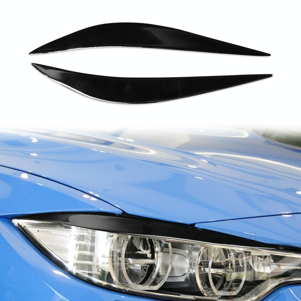 Pair Car Lamp Eyebrow Soft Decorative Sticker for BMW 4 Series F32/F33/F36 2012-2017, M3 F80 & M4 F82/F83 2014-2016 (Black)