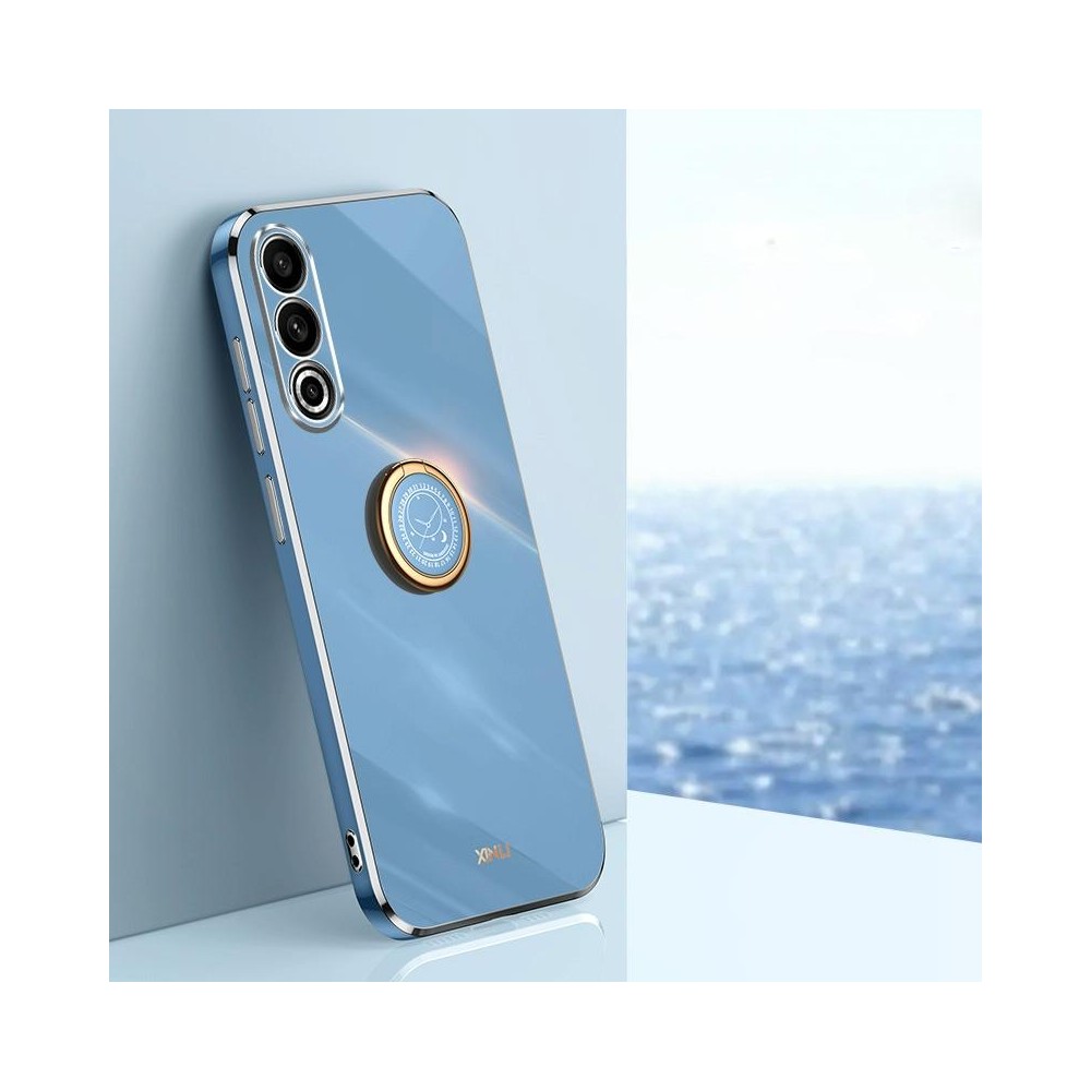 For Meizu 20 5G XINLI Straight Edge 6D Electroplate TPU Phone Case with Ring Holder(Celestial Blue)