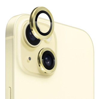 For iPhone 15 / 15 Plus NORTHJO Camera Lens Protector Tempered Glass CD Vein Metal Ring Film(Yellow)