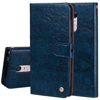 For Xiaomi Redmi 5 Plus Oil Wax Texture Horizontal Flip Leather Case with Holder & Card Slots & Wallet(Blue)