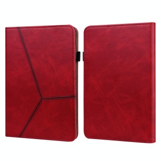 For Amazon Paperwhite 5 2021 Solid Color Embossed Striped Leather Case(Red)