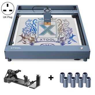 XTOOL D1 Pro-20W High Accuracy DIY Laser Engraving & Cutting Machine + Rotary Attachment + Raiser Kit, Plug Type:UK Plug(Metal G