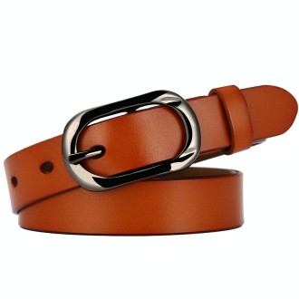 ZK--052 Soft and Wear-resistant Fine Cowhide Belt with Pin Buckle, Length: 110cm(Camel)