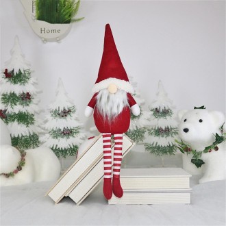 CX20218 Faceless Long-legged Sitting Doll Window Ornament Christmas Decoration(Red)