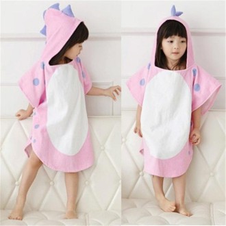 Childrens Cape Bathrobe Cartoon Animal Shape Bath Towel, Size:145x65 CM(Pink)