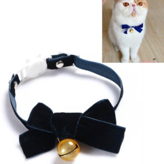 5 PCS Velvet Bowknot Adjustable Pet Collar Cat Dog Rabbit Bow Tie Accessories, Size:S 17-30cm, Style:Bowknot With Bell(Blue)