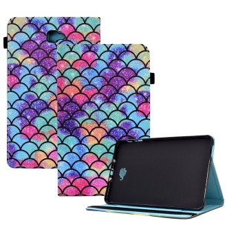 For Samsung Galaxy Tab A 10.1 2016 T580 Colored Drawing Stitching Elastic Band Leather Smart Tablet Case(Wavy Pattern)