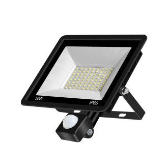 50W PIR LED Spotlight Outdoor Project Light Waterproof Garden Energy-Saving Lighting Floodlight, Style:(Cold White Light)