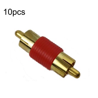 10pcs Gold-plated RCA Lotus Male to-Male  AV Audio Adapter(Red)