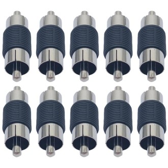 10pcs RCA Lotus Head Straight-through Male Monitoring Audio Adapter AV Butt Joint(Male to Male)